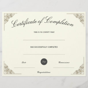 Lámina Certificado de cumplimiento en blanco con logotipo