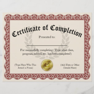 Lámina Certificado de cumplimiento Personalizable rojo 8.