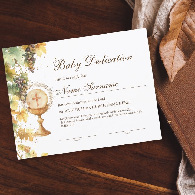Lámina Certificado de dedicción de bebé dorado, bautismo (Subido por el creador)