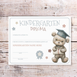 Lámina Certificado de Diploma Infantil Cute Bear