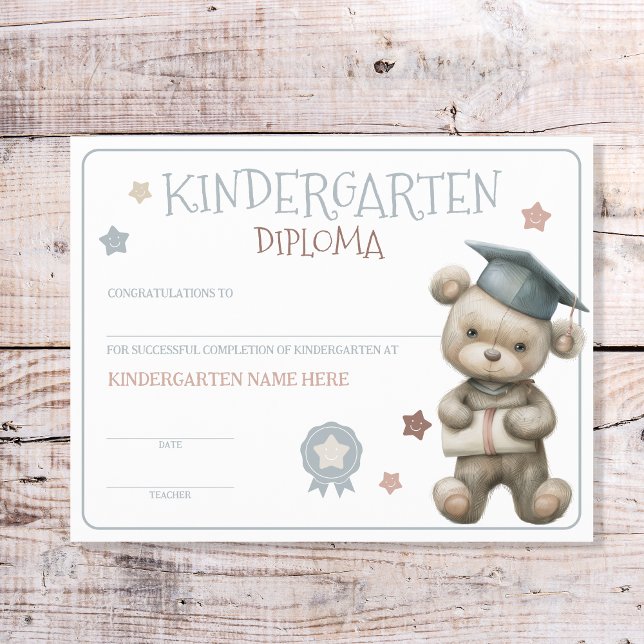Lámina Certificado de Diploma Infantil Cute Bear (Subido por el creador)