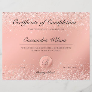 Lámina Certificado de Escuela de Belleza de Lujo Elegante