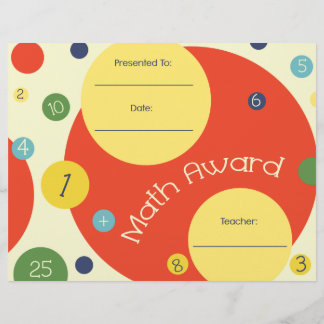 Lámina Certificado de estudiante con premio de matemática