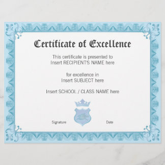 LÁMINA CERTIFICADO DE EXCELENCIA