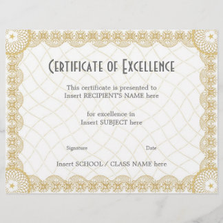 LÁMINA CERTIFICADO DE EXCELENCIA