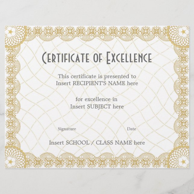 LÁMINA CERTIFICADO DE EXCELENCIA (Anverso)