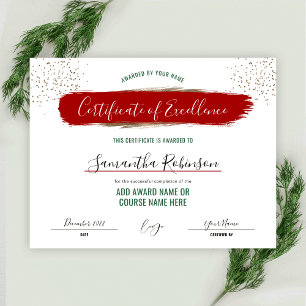 Lámina Certificado de Excelencia de Vacaciones Premio Roj