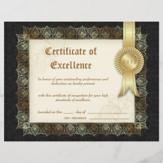 Lámina Certificado de excelencia Diploma Crema negra