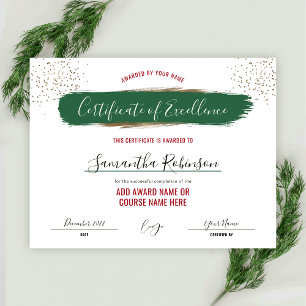 Lámina Certificado de Excelencia Galardonado con Oro Verd