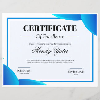 Lámina Certificado de Excelencia Moderno Azul y Blanco