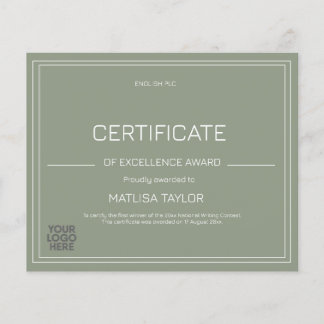 Lámina Certificado de Excelencia Premio Agregar logotipo