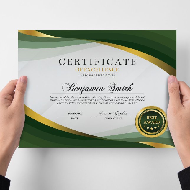 Lámina Certificado de Excelencia Premio Verde y Oro (Subido por el creador)