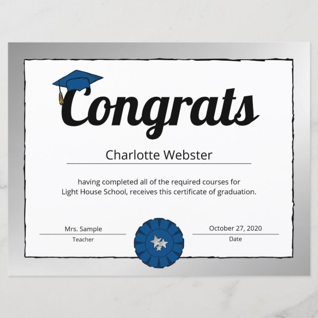 Lámina Certificado de Felicitaciones a Graduado - Felicit (Anverso)