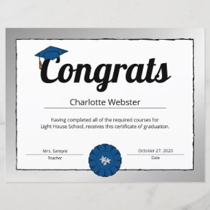 Lámina Certificado de Felicitaciones a Graduado - Felicit