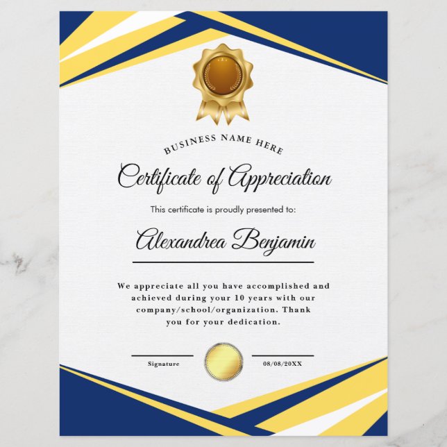 Lámina Certificado de finalización (Anverso)