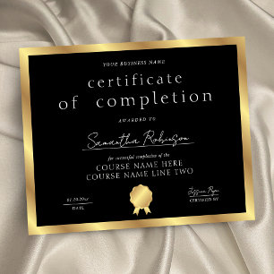 Lámina Certificado de finalización Black & Gold Premio Em