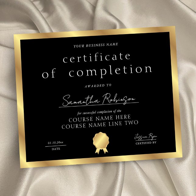 Lámina Certificado de finalización Black & Gold Premio Em (Subido por el creador)