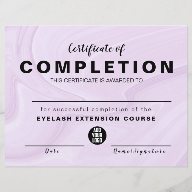 Lámina Certificado de finalización de acuarela de oro ros (Anverso)