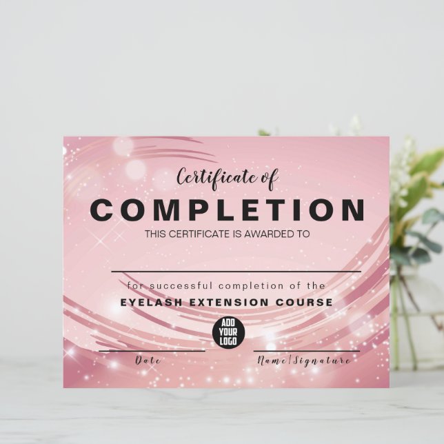 Lámina Certificado de finalización de acuarela de oro ros (Anverso de pie)