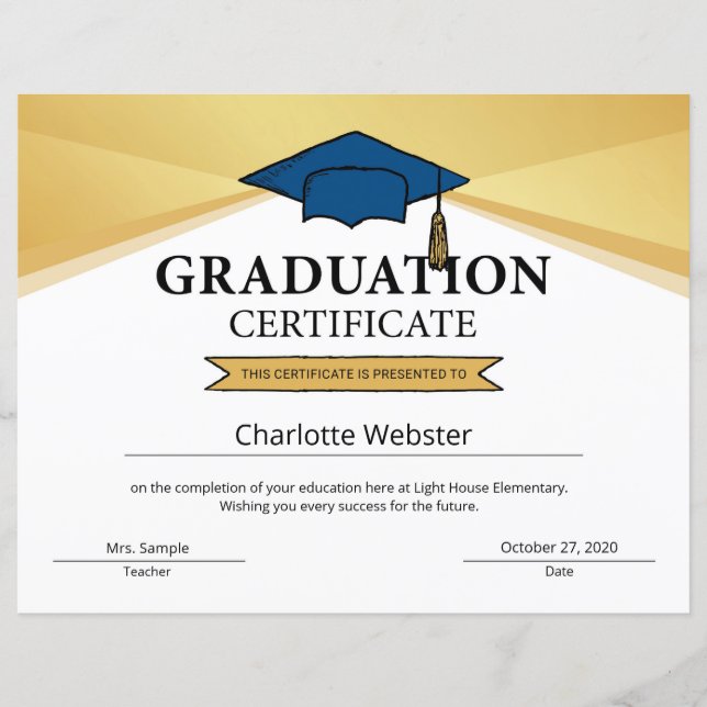 Lámina Certificado de finalización de graduación de oro P (Anverso)