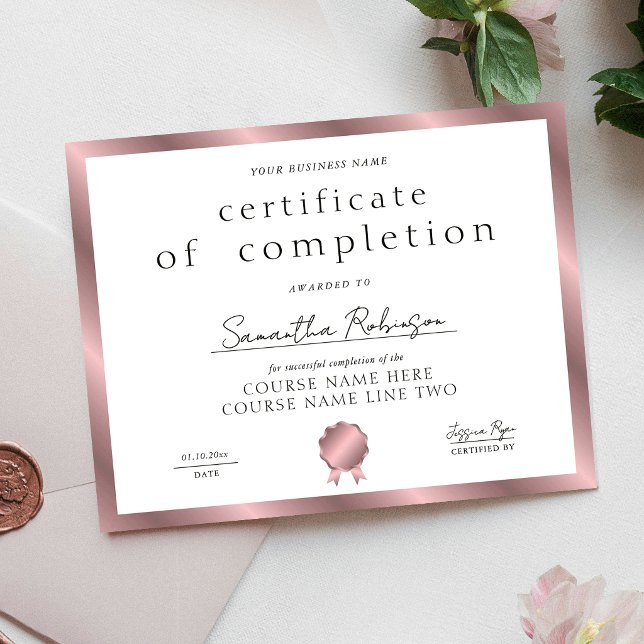Lámina Certificado de Finalización de la Compañía Rose Go (Subido por el creador)
