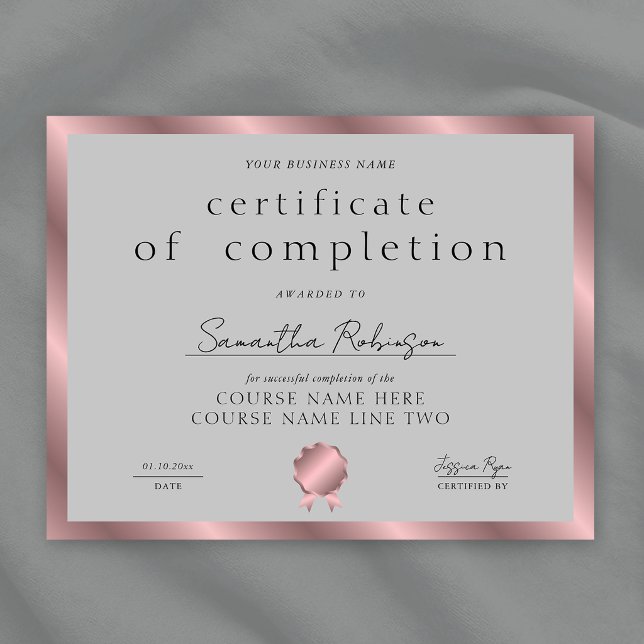 Lámina Certificado de Finalización de la Compañía Rose Go (Subido por el creador)