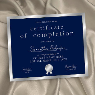 Lámina Certificado de finalización de Navy & Silver