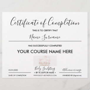 Lámina certificado de finalización de pequeña empresa