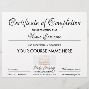 Lámina Certificado de finalización de un curso profesiona