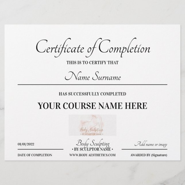 Lámina Certificado de finalización del curso básico en lí (Anverso)