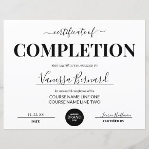 Lámina Certificado de finalización del curso con logotipo