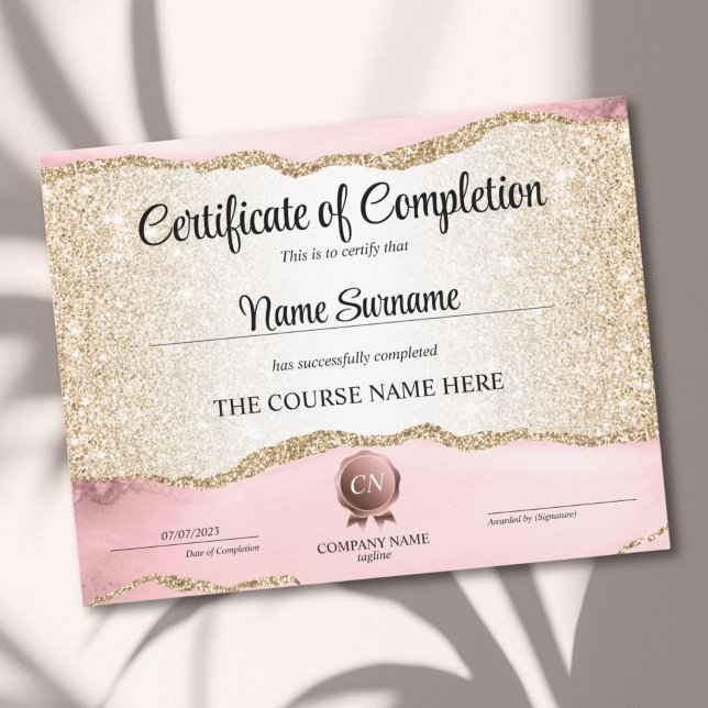 Lámina Certificado de Finalización del Curso de Premio de (Subido por el creador)