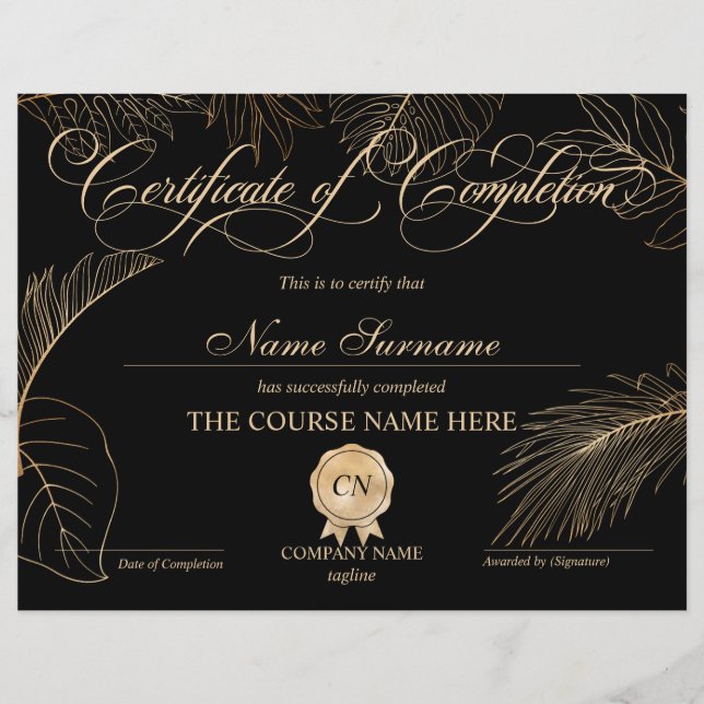 Lámina Certificado de Finalización del Curso de Reconocim (Anverso)