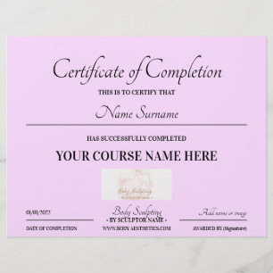 Lámina Certificado de finalización del curso en línea Lil
