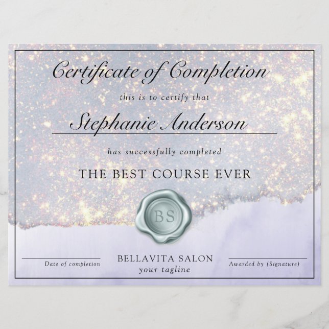 Lámina Certificado de Finalización del Curso Luxe Glam Gl (Anverso)