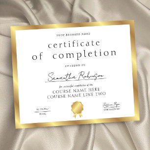 Lámina Certificado de Finalización del Efecto Dorado Prem