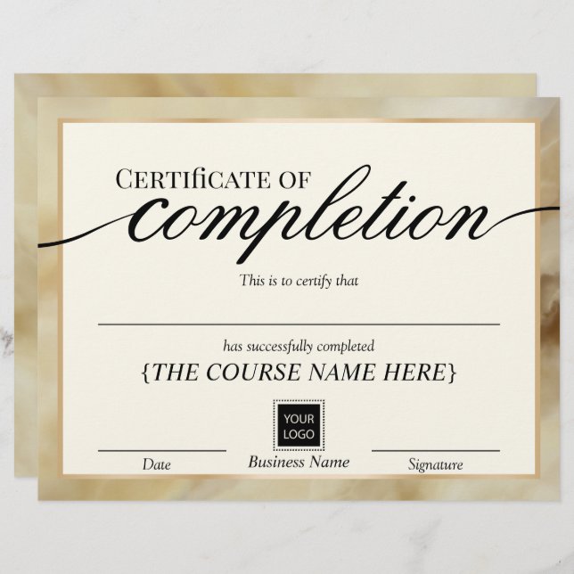 Lámina Certificado de Finalización del Premio Agate de Or (Anverso / Reverso)