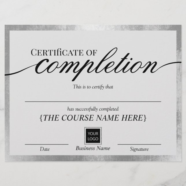 Lámina Certificado de finalización del Premio de marco pl (Anverso)