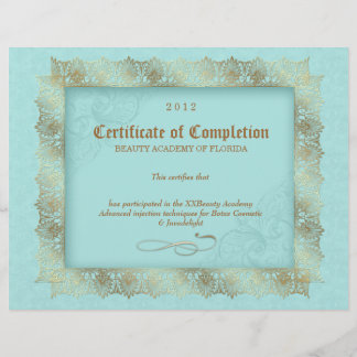 Lámina Certificado de finalización Diploma Belleza Azul