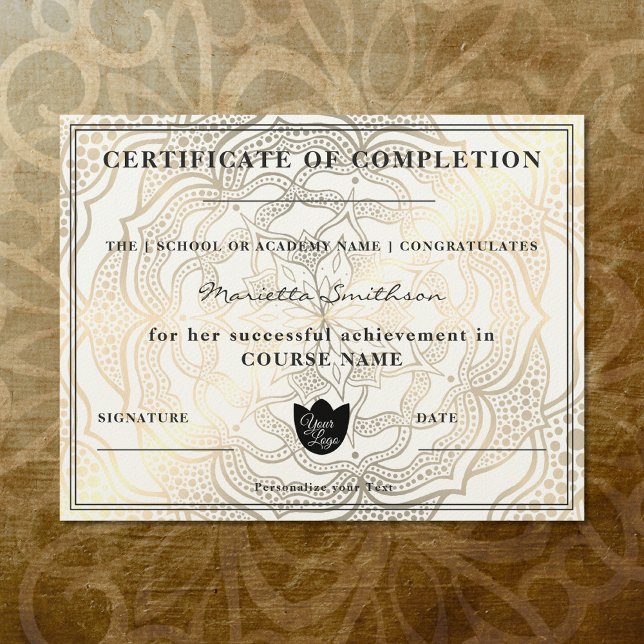 Lámina Certificado de finalización Gold Mandala Yoga Reik (Subido por el creador)