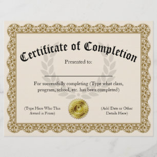 Lámina Certificado de Finalización Gold Personalizable 8.