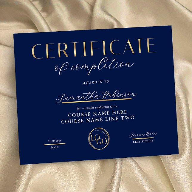 Lámina Certificado de Finalización Navy & Gold Logo Premi (Subido por el creador)