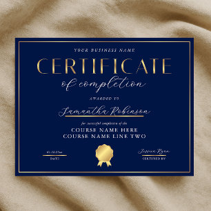 Lámina Certificado de Finalización Navy y Premio de Insig