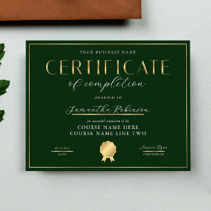 Lámina Certificado de Finalización Premio Insignia Verde