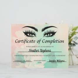 Lámina Certificado de Finalización Premio Lash Tech Paste