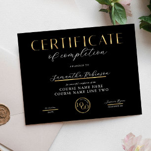 Lámina Certificado de Finalización Premio Logo Negro y Do