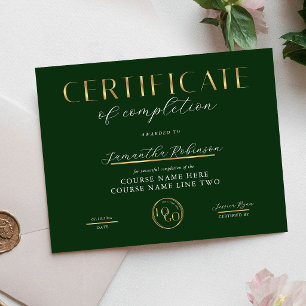 Lámina Certificado de Finalización Premio Logo Verde y Do
