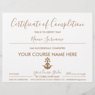 Lámina certificado de finalización yoga