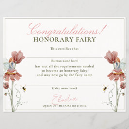 Lámina Certificado de Floral Honorífico Fairy First Vinta