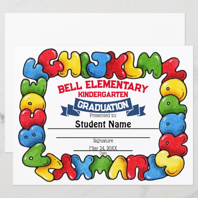 Lámina Certificado de graduación de alfabeto (Anverso / Reverso)